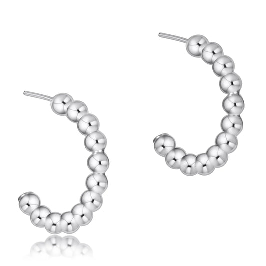 Beaded Classic 1" Post Hoop 3mm Sterling