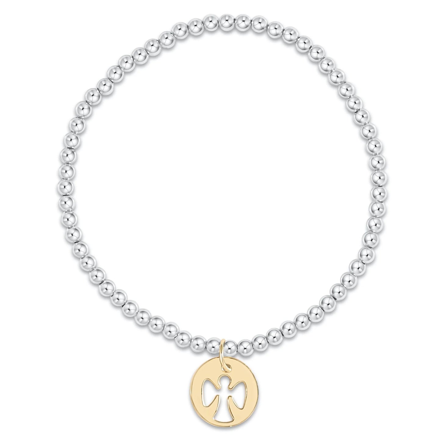 Classic Mixed Metal 3mm Bracelet - Guardian Angel Gold Disc