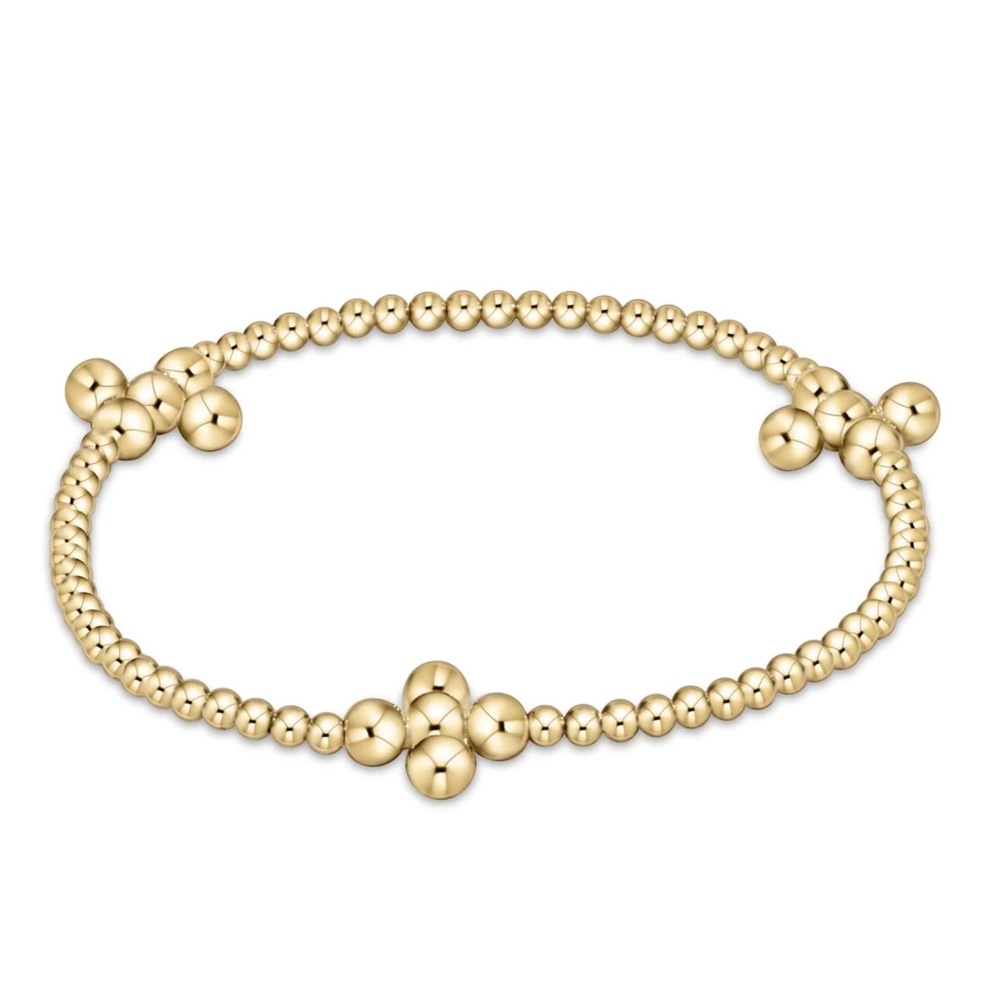 Beaded 4mm Gold Signature Cross 2.5mm Gold Bracelet