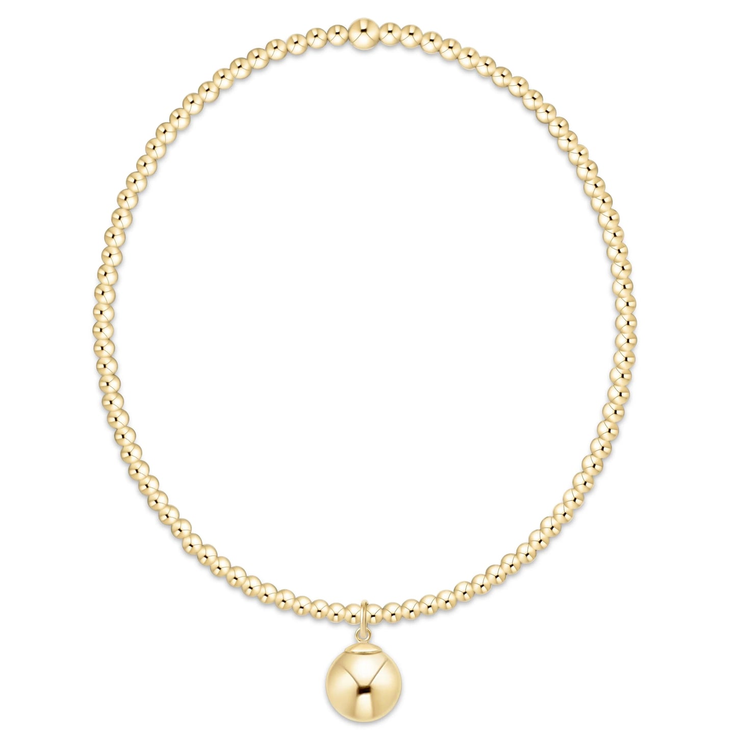 Classic Gold 2mm Bracelet - Classic Gold 8mm Charm