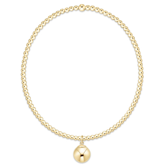 Classic Gold 2mm Bracelet - Classic Gold 8mm Charm