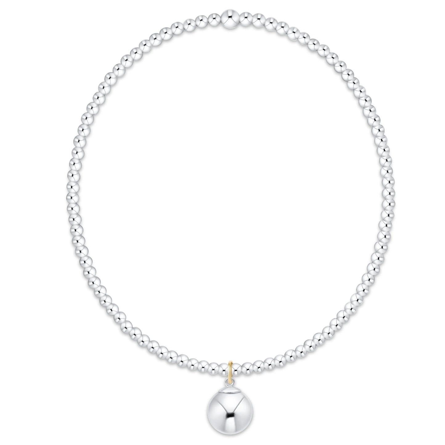Classic Sterling 2mm Bracelet - Classic Sterling 8mm Charm