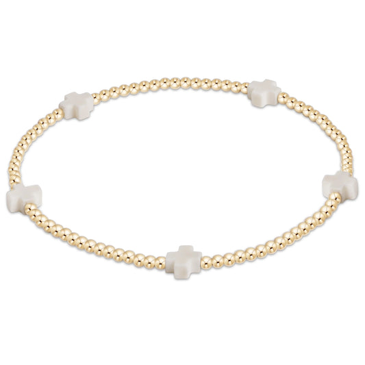 Signature Cross Small 2mm Gold Bracelet Off-White