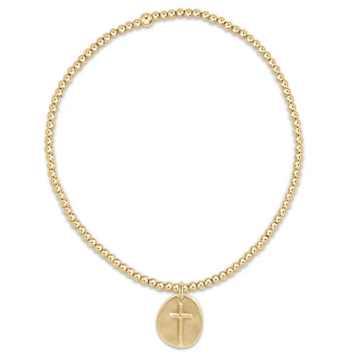 Extends Classic Gold 2mm Bead Bracelet Inspire Small Gold Cross Charm