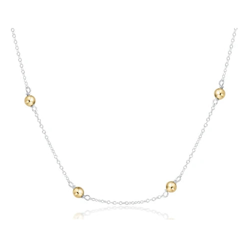 17" Choker Simplicity Chain Sterling Mixed Metal Classic 4mm Gold