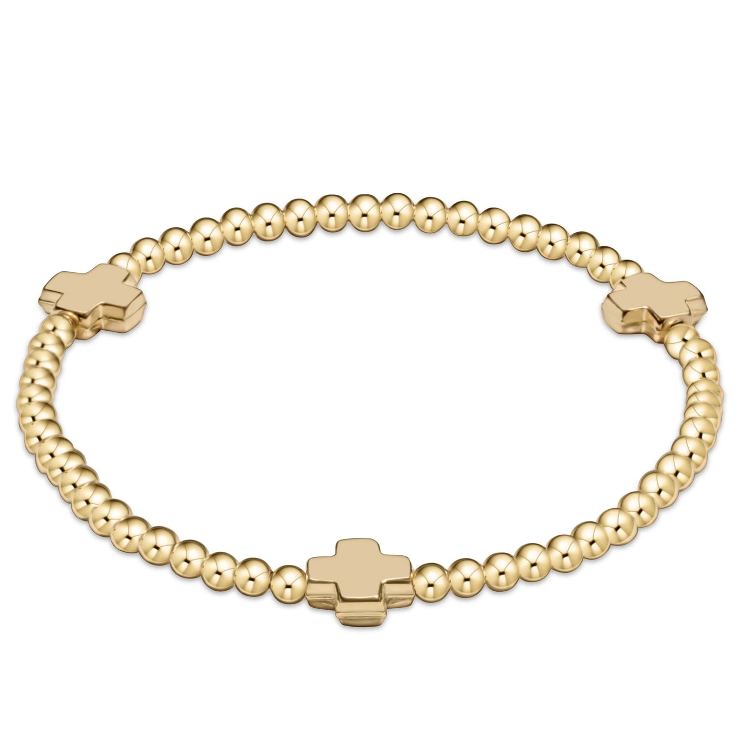 Extends Signature Cross Gold Pattern 3mm Bead Bracelet