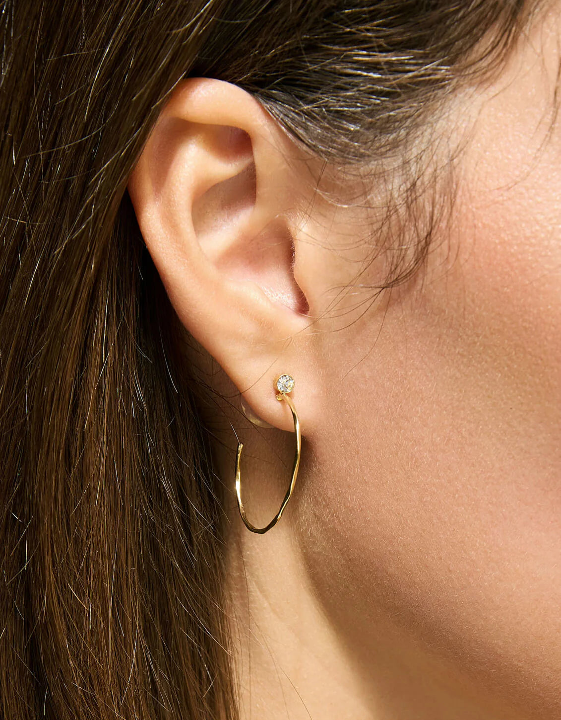 Ultrathin Hoop Earrings 24mm Crystal Gold