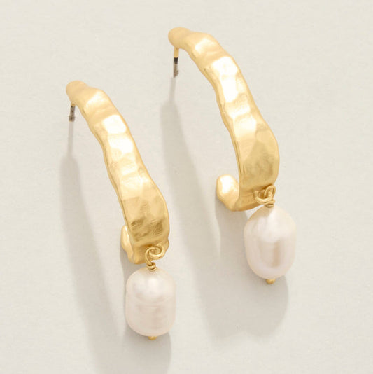 Tumbled Hoop Earrings Pearl