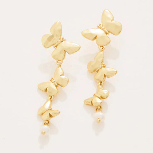 Butterfly Dangle Earrings Gold