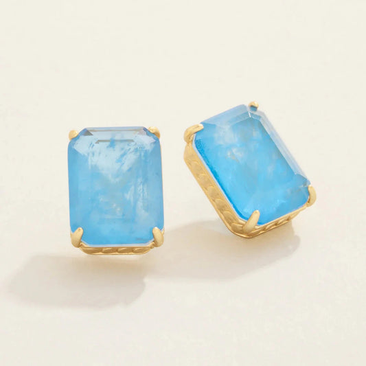 Naiad Rectangle Stud Earrings Blue