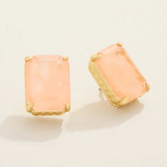 Naiad Rectangle Stud Earrings Peach