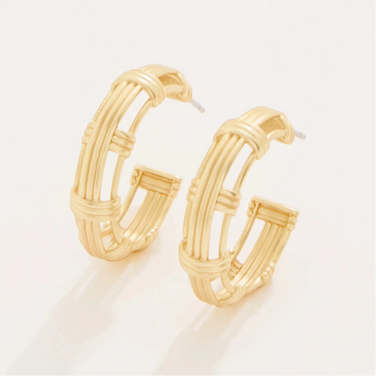 Basket Weave Hoop Earrings Gold