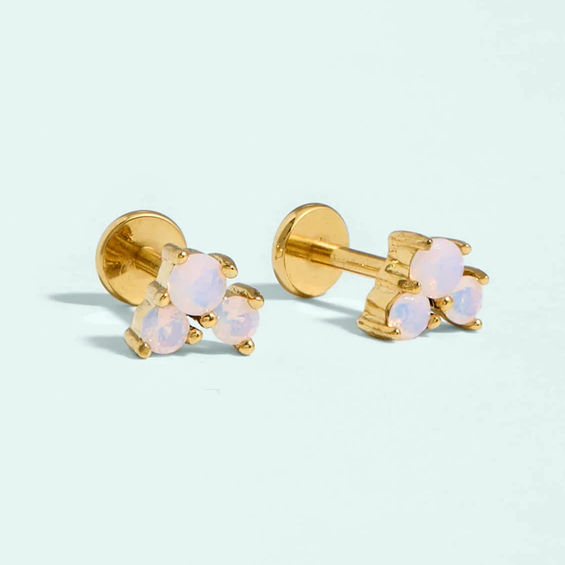 Bubbles Flat Back Stud Earrings Rose Opal