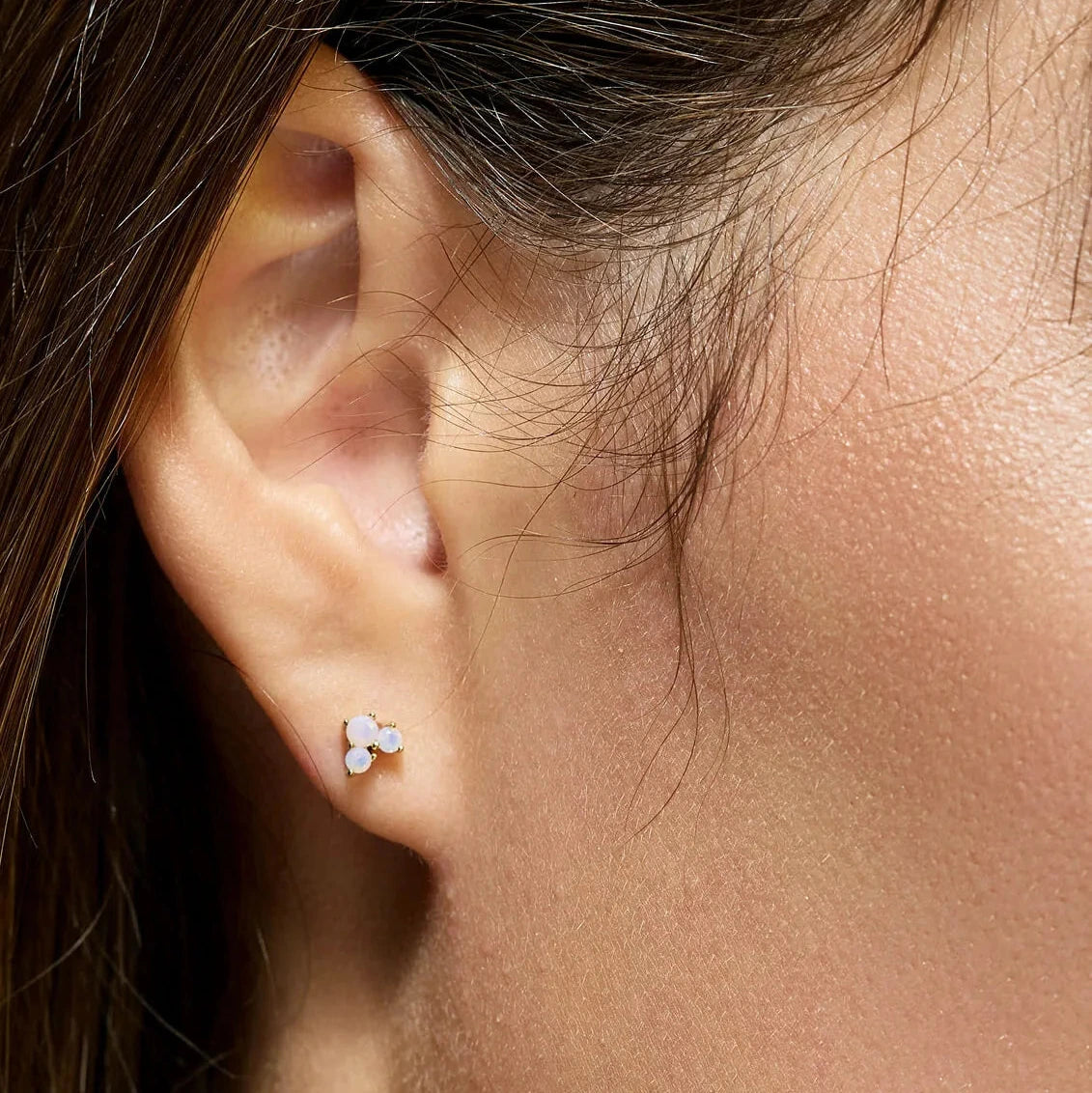 Bubbles Flat Back Stud Earrings Rose Opal