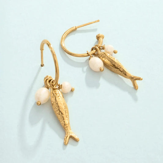 Sardines Convertible Hoop Earrings Gold