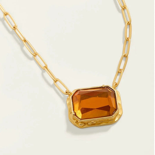 Marion Rectangle Necklace 20" Topaz