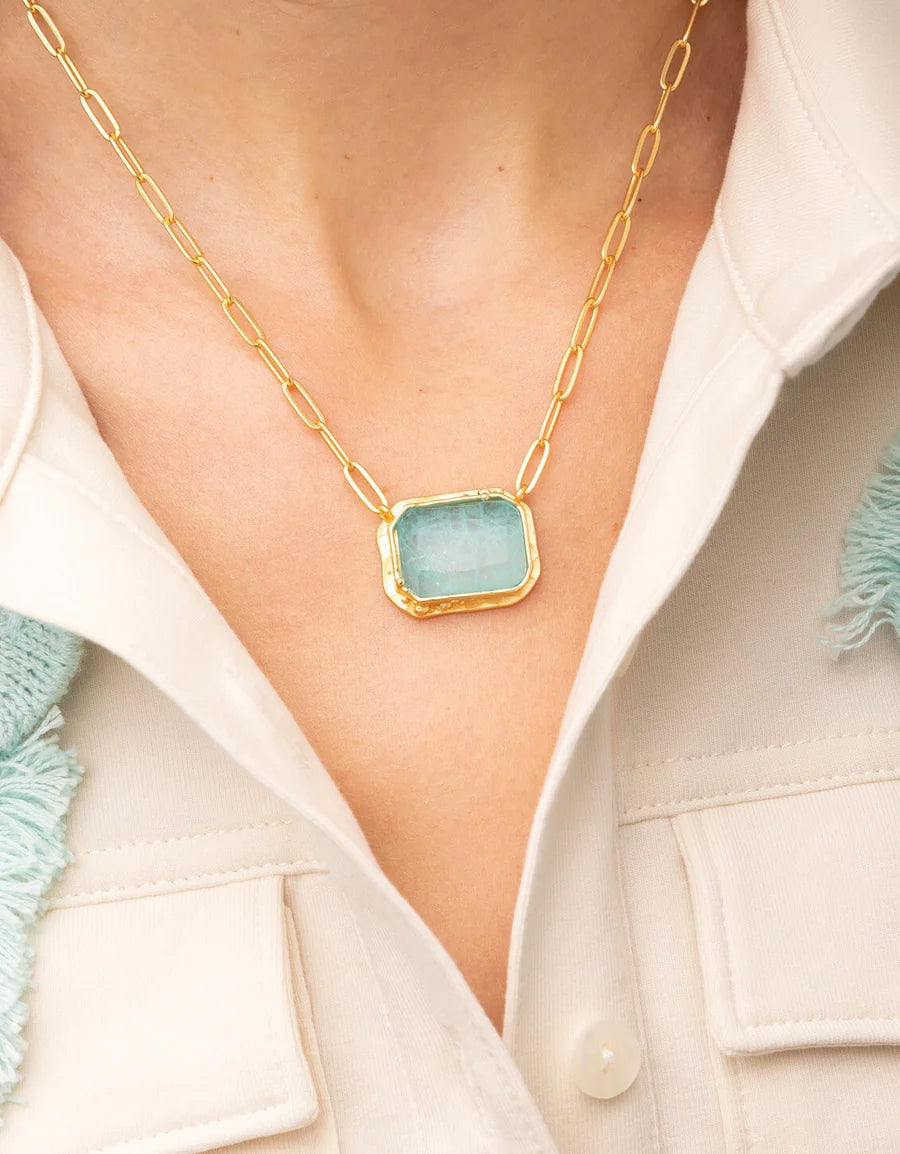 Marion Rectangle Necklace 20" Sea Foam