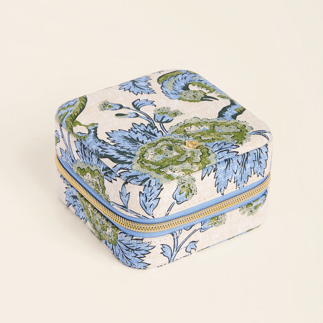 Jewelry Mirror Travel Case Japonica Bird Green