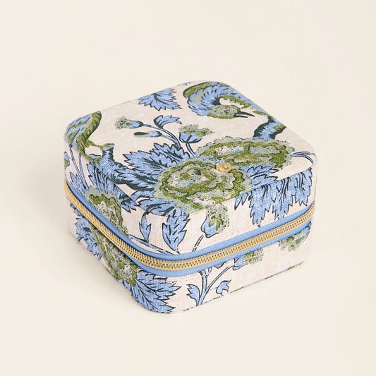Jewelry Mirror Travel Case Japonica Bird Green