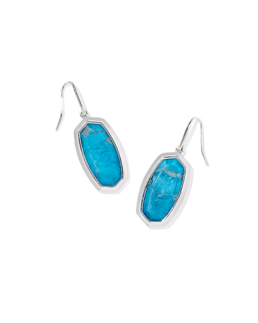 Dani Bezel Drop Earrings Silver Variegated Indigo Magnesite