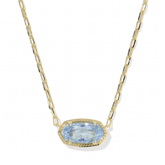 Elisa Luxe Short Pendant Necklace Gold Light Blue CZ