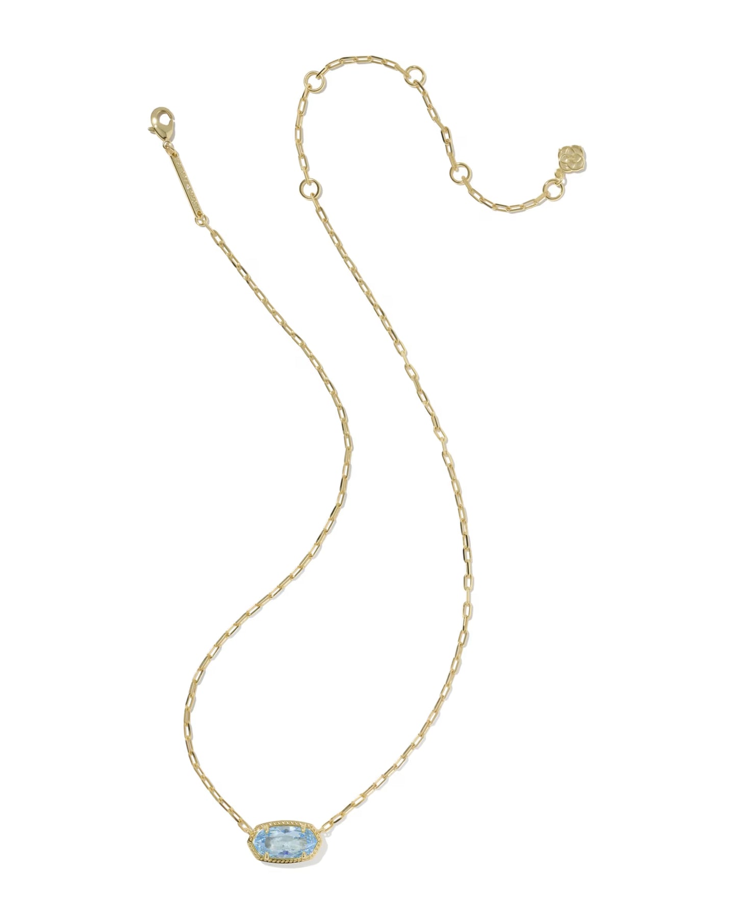 Elisa Luxe Short Pendant Necklace Gold Light Blue CZ