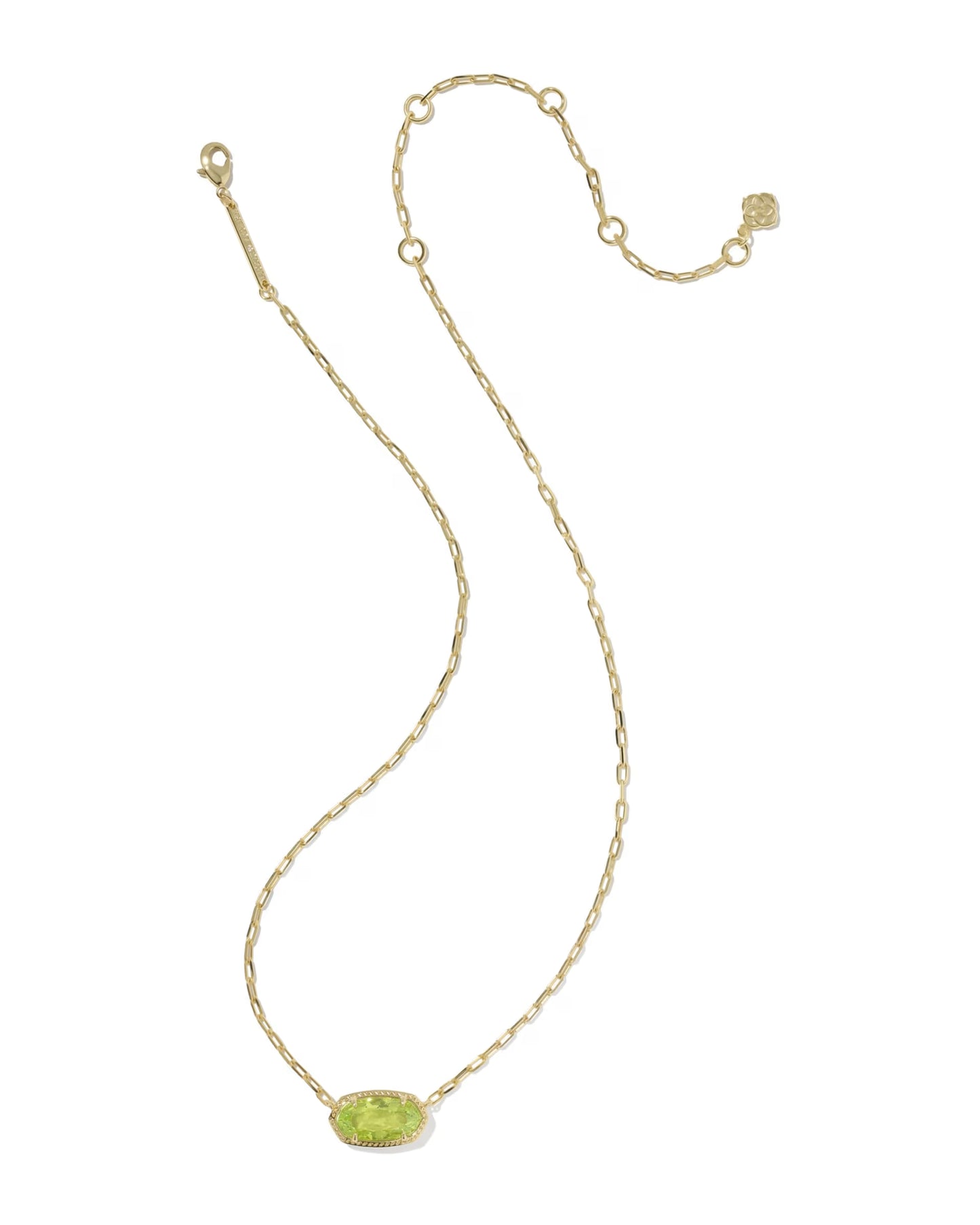 Elisa Luxe Short Pendant Necklace Gold Light Green CZ