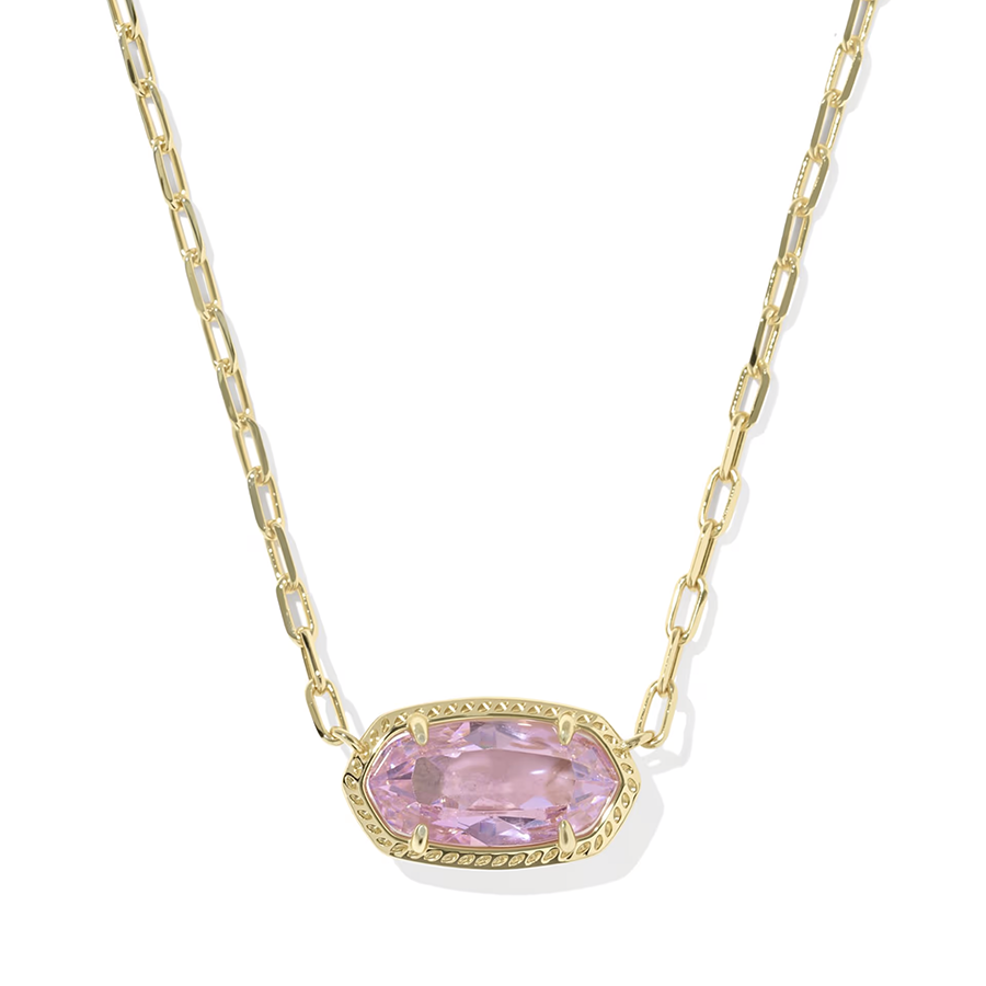 Elisa Luxe Short Pendant Necklace Gold Light Pink CZ