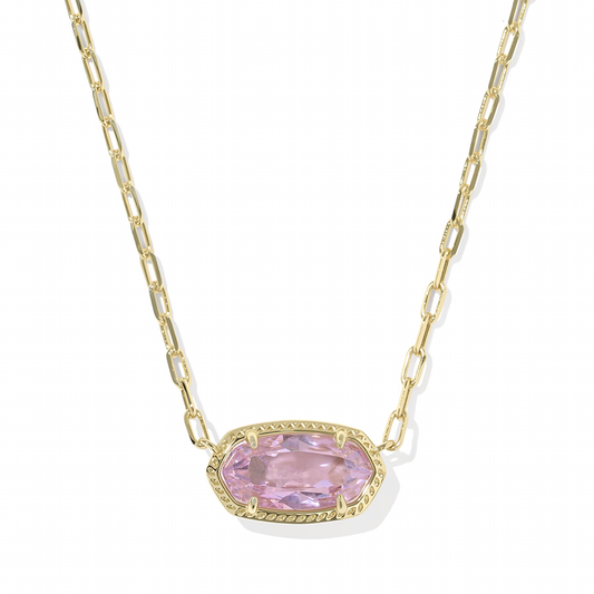 Elisa Luxe Short Pendant Necklace Gold Light Pink CZ
