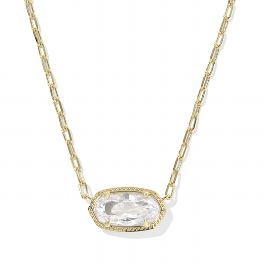 Elisa Luxe Short Pendant Necklace Gold White CZ
