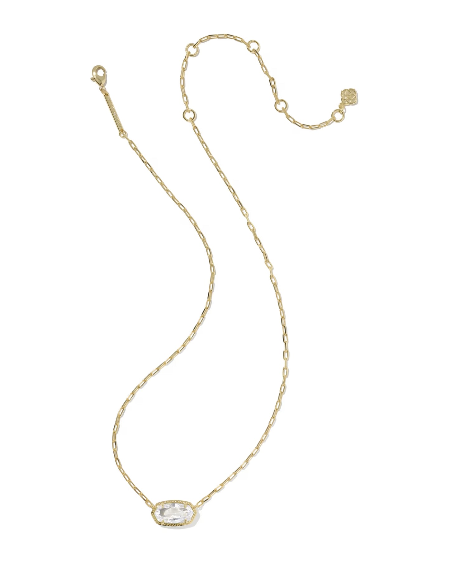 Elisa Luxe Short Pendant Necklace Gold White CZ