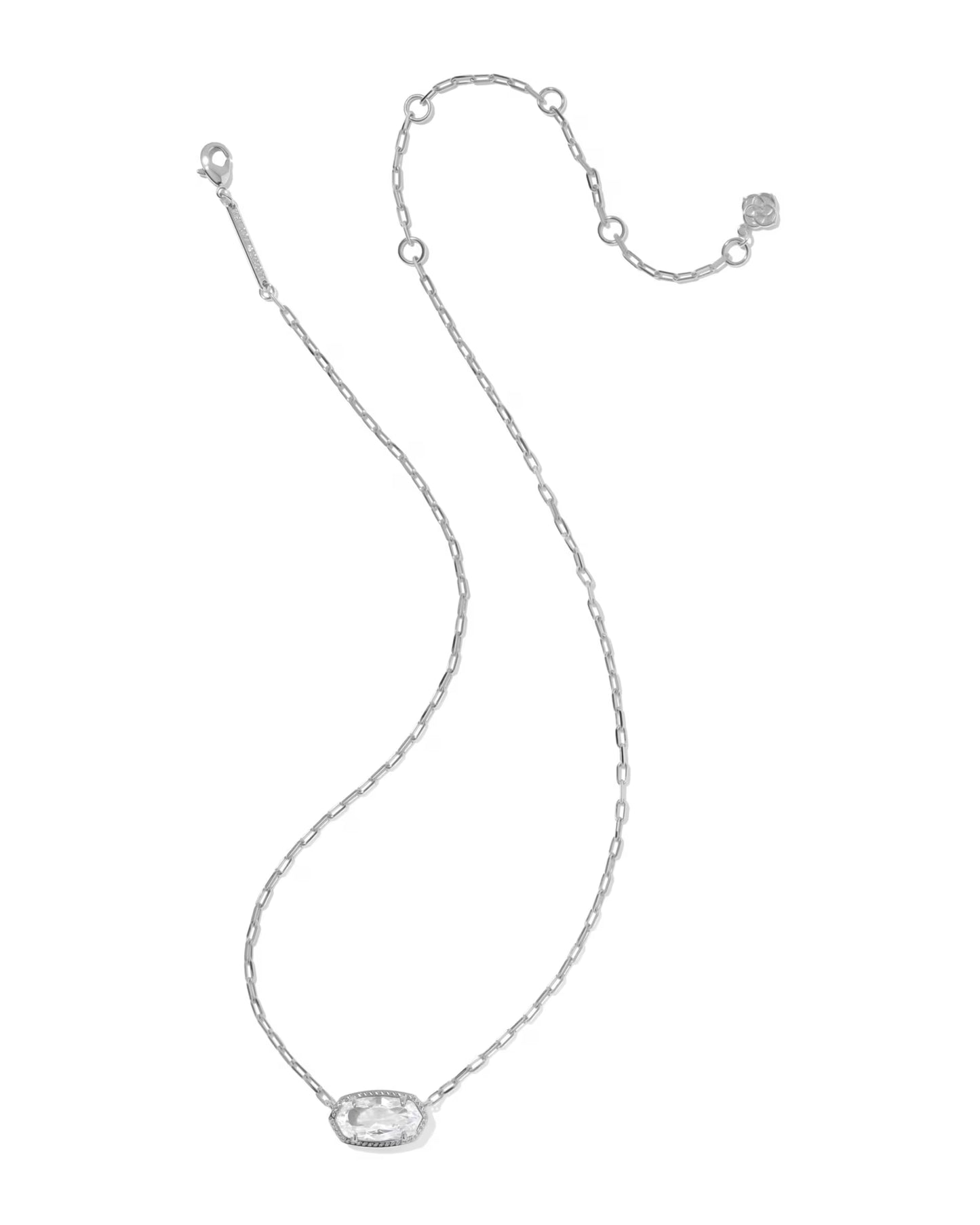 Elisa Luxe Short Pendant Necklace Silver White CZ
