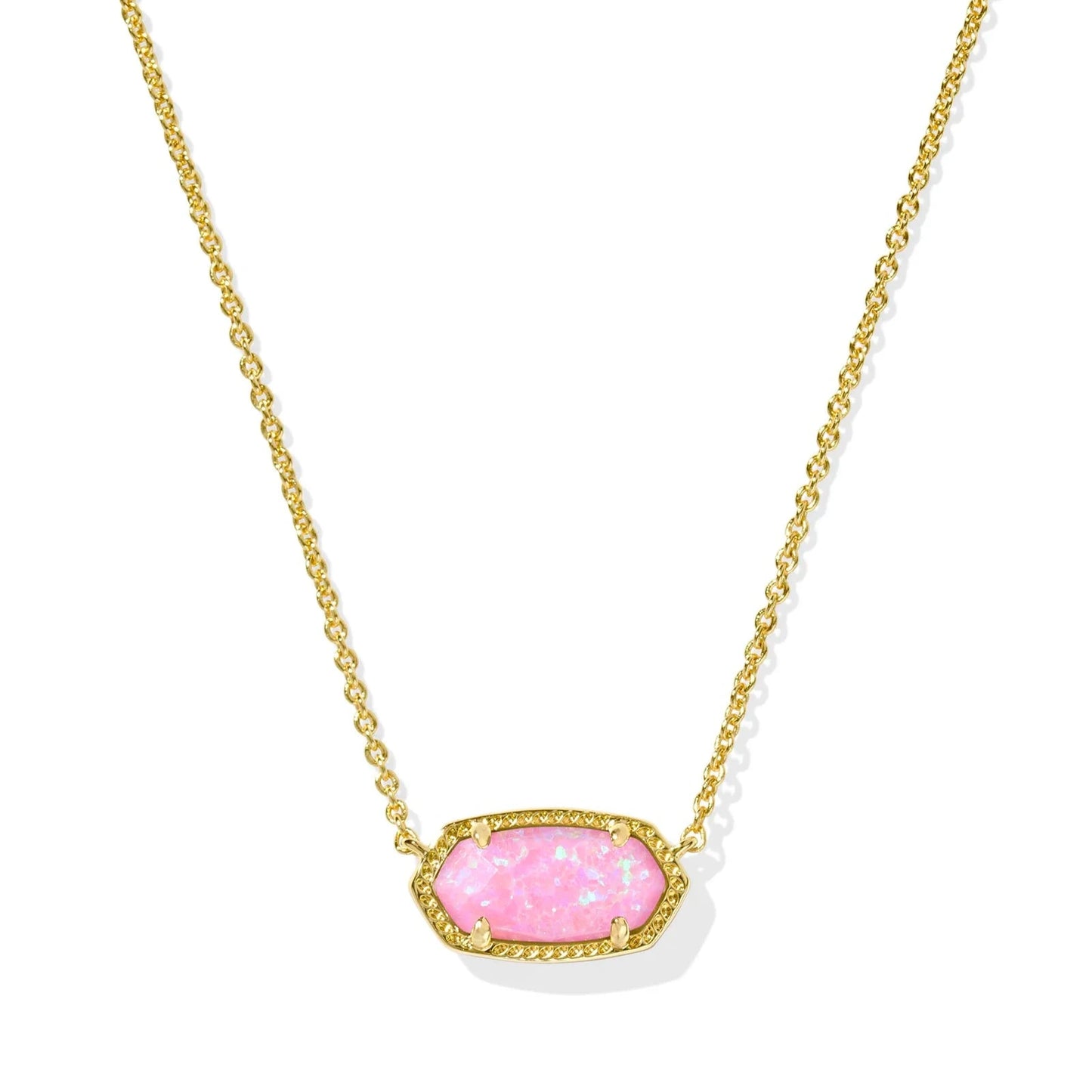 Elisa Short Pendant Necklace Gold Carnation Kyocera Opal