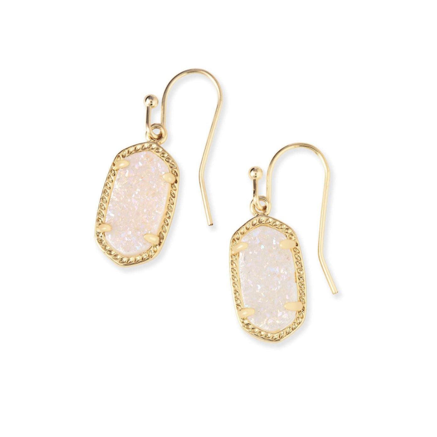 Lee Drop Earrings Gold Iridescent Drusy
