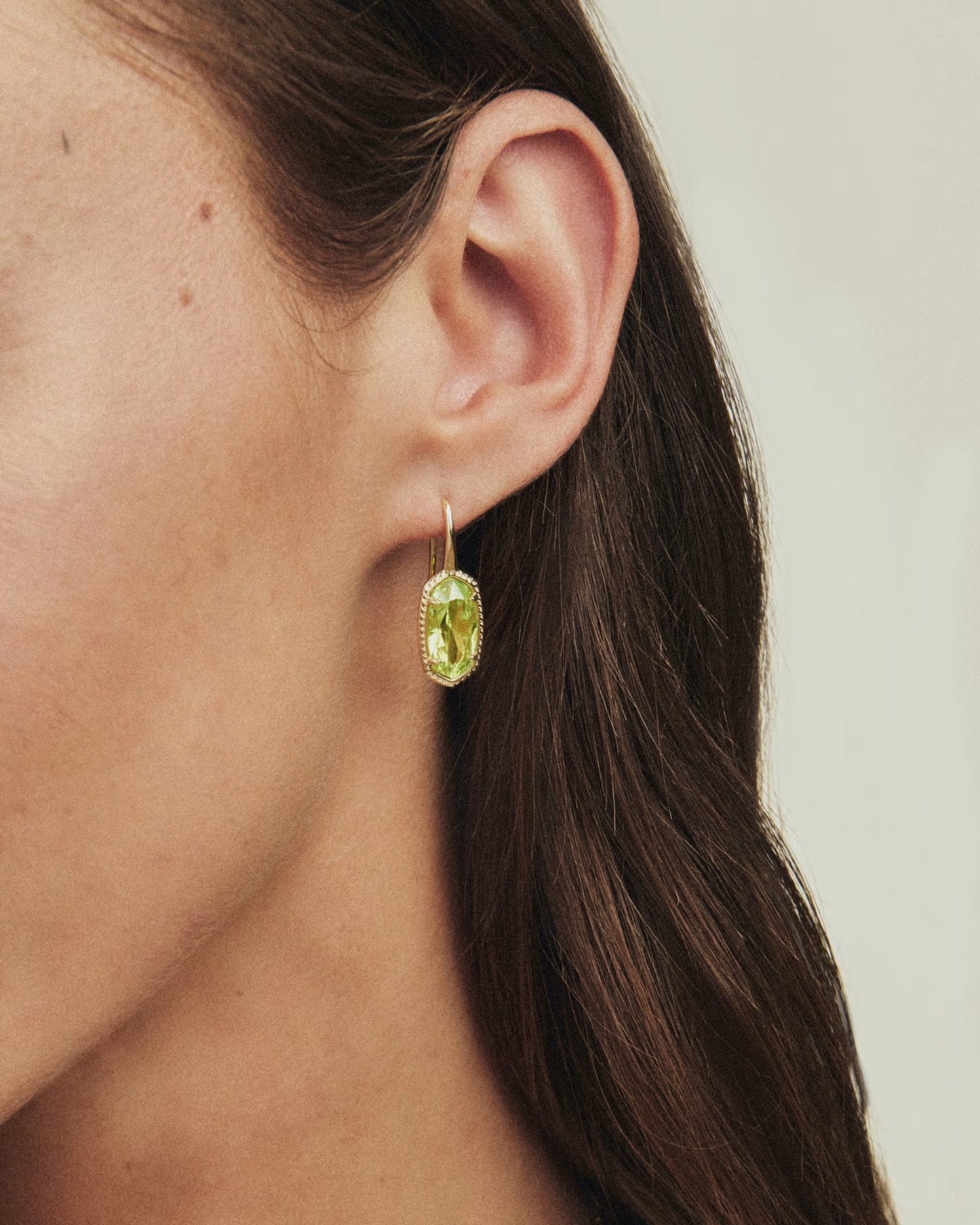 Lee Luxe Drop Earrings Gold Light Green CZ