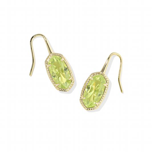 Lee Luxe Drop Earrings Gold Light Green CZ