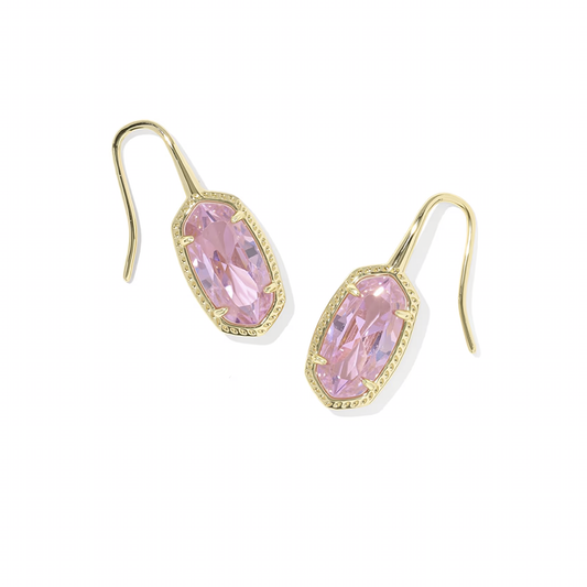 Lee Luxe Drop Earrings Gold Light Pink CZ