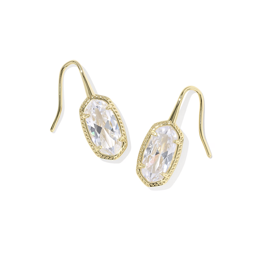 Lee Luxe Drop Earrings Gold White CZ