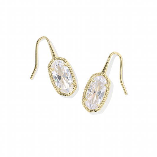 Lee Luxe Drop Earrings Gold White CZ