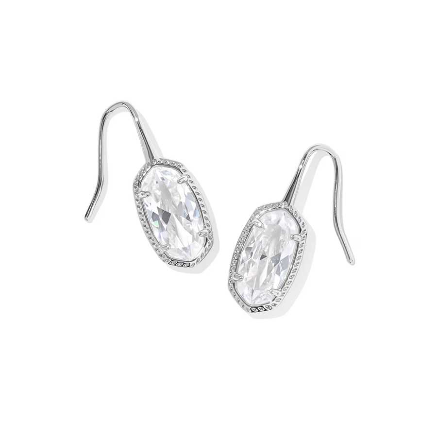 Lee Luxe Drop Earrings Silver White CZ