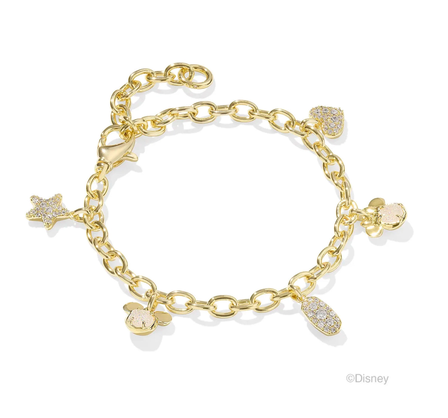 Mickey Minnie Charm Bracelet Gold Iridescent White Mix