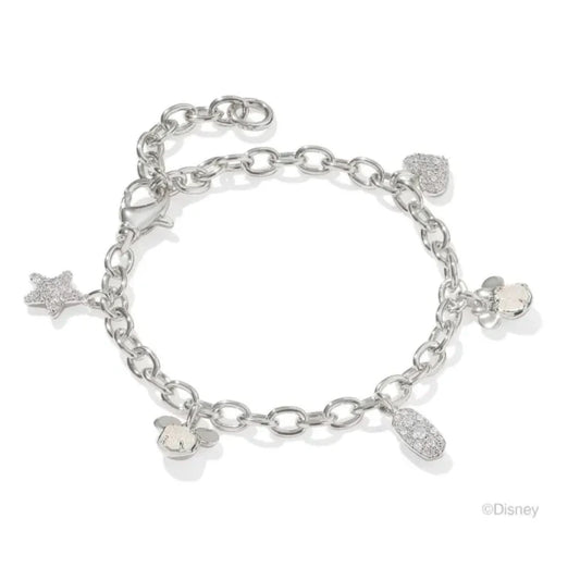 Mickey Minnie Charm Bracelet Silver Iridescent White Mix