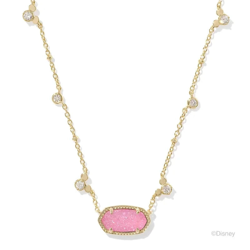Mickey Mouse Elisa Necklace Gold Hot Pink Drusy