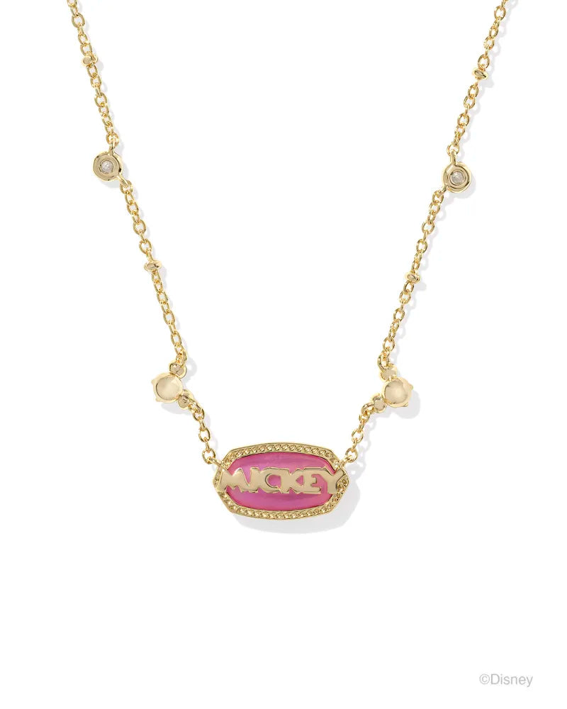 Mickey Mouse Elisa Necklace Gold Hot Pink Drusy