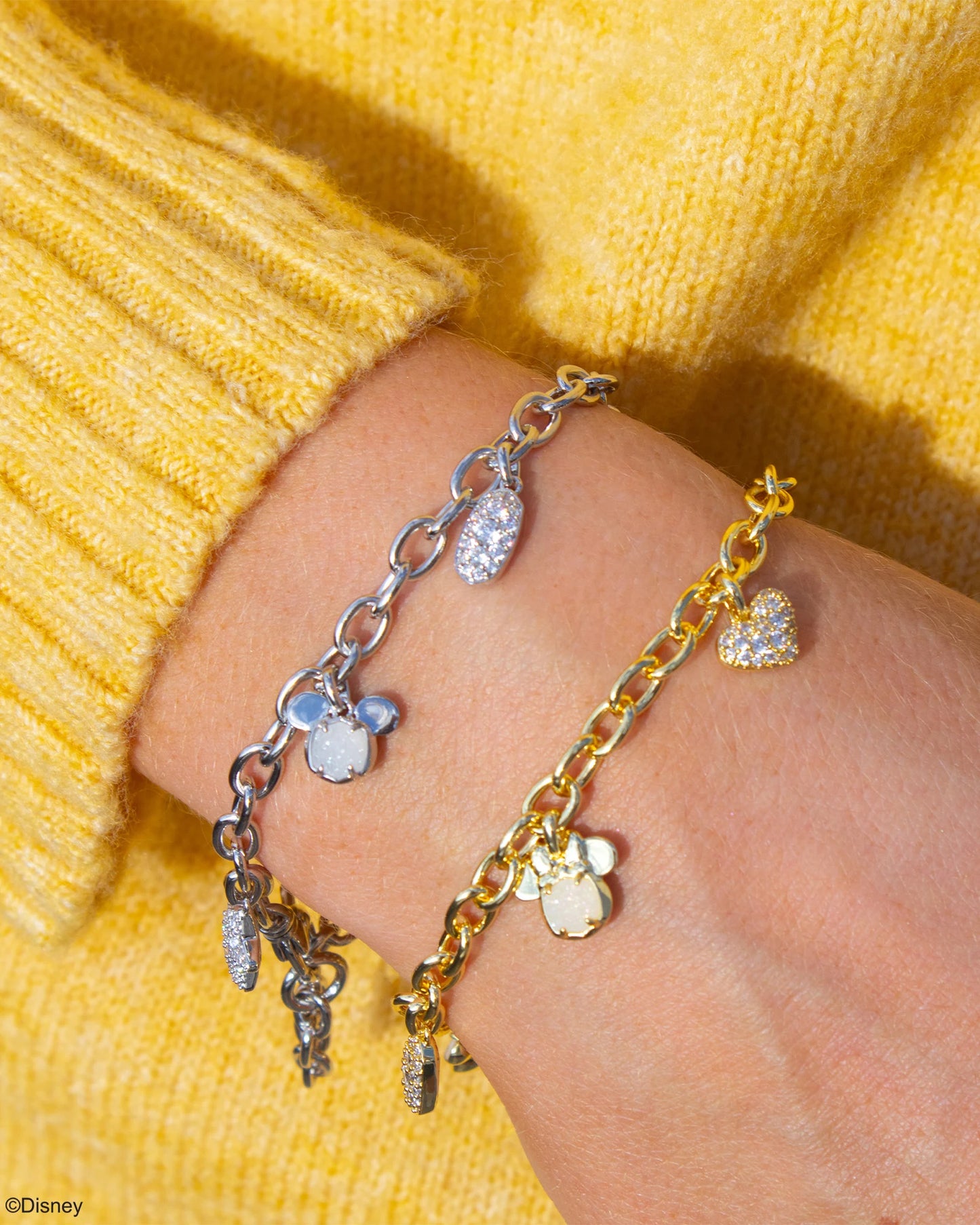 Mickey Minnie Charm Bracelet Gold Iridescent White Mix