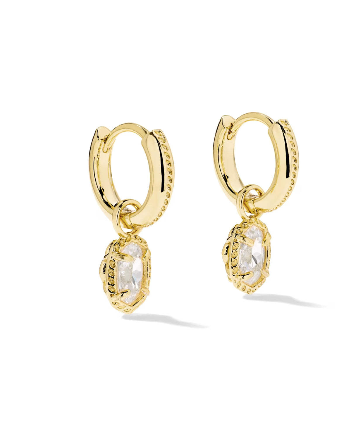 Mini Ellie Luxe Huggie Earrings Gold White CZ