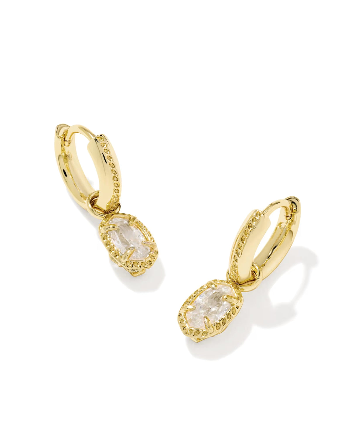 Mini Ellie Luxe Huggie Earrings Gold White CZ