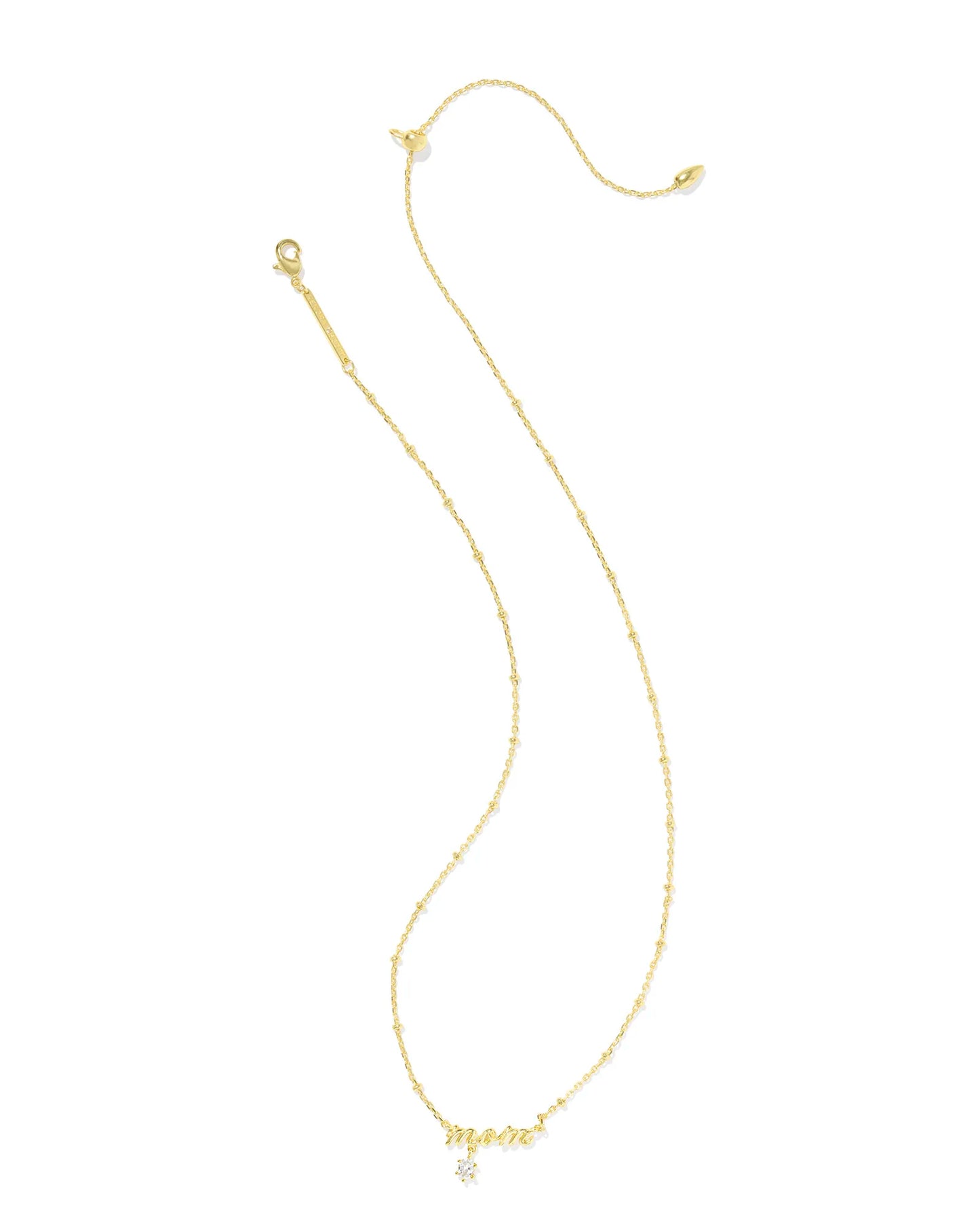 Mom Crystal Pendant Necklace Gold