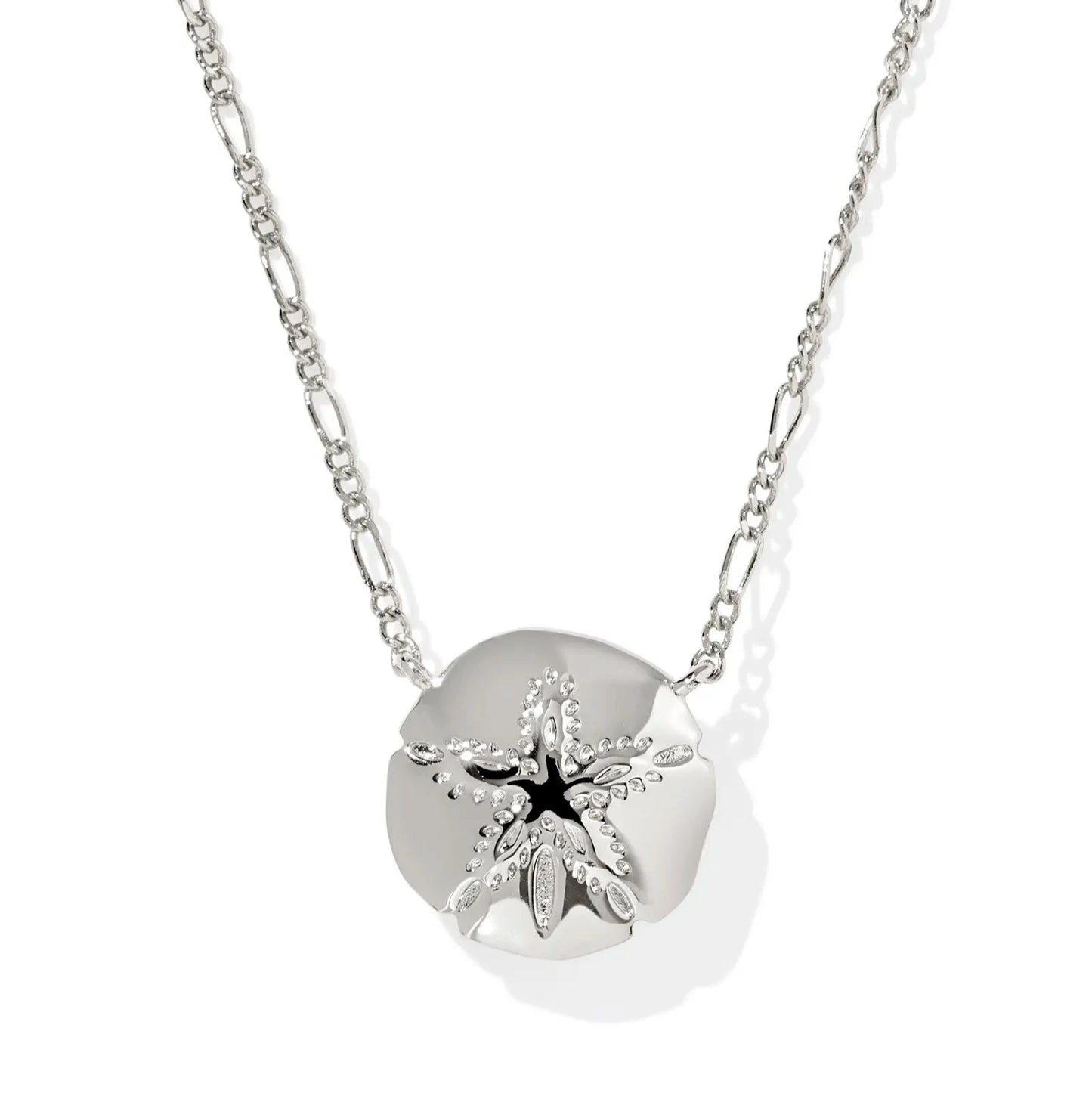 Sand Dollar Short Pendant Necklace Silver Natural Mother of Pearl