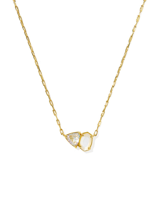 Tatum Short Pendant Necklace Gold Neutral Mix